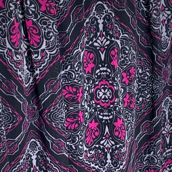 Catherines 0X Black Pink Floral Sleeveless Maxi Dress Crochet Neck - Picture 5 of 8